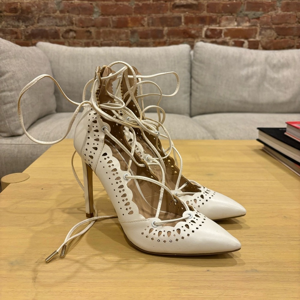 Lace up strappy pumps